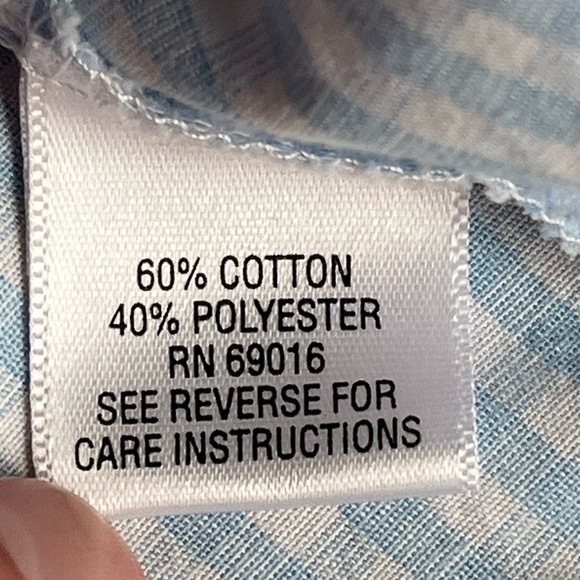 Studio Works Light Blue Check 3/4 Sleeve Wrinkle Free Button Down Sz Large EUC - Picture 8 of 12